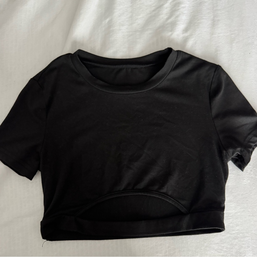 black open cut crop top